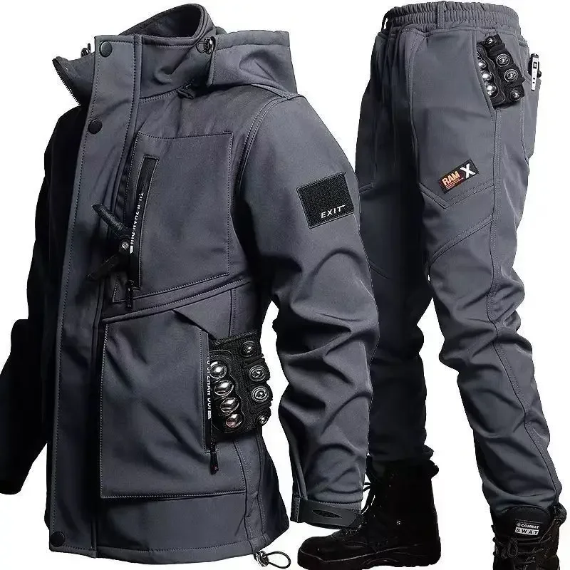 Immagine 5: Giacca da Moto per Uomo 2026 con Set da Allenamento in Velluto per Autunno e Inverno, Antiusura, Impermeabile, Resistente al Freddo, Regalo per le Vacanze