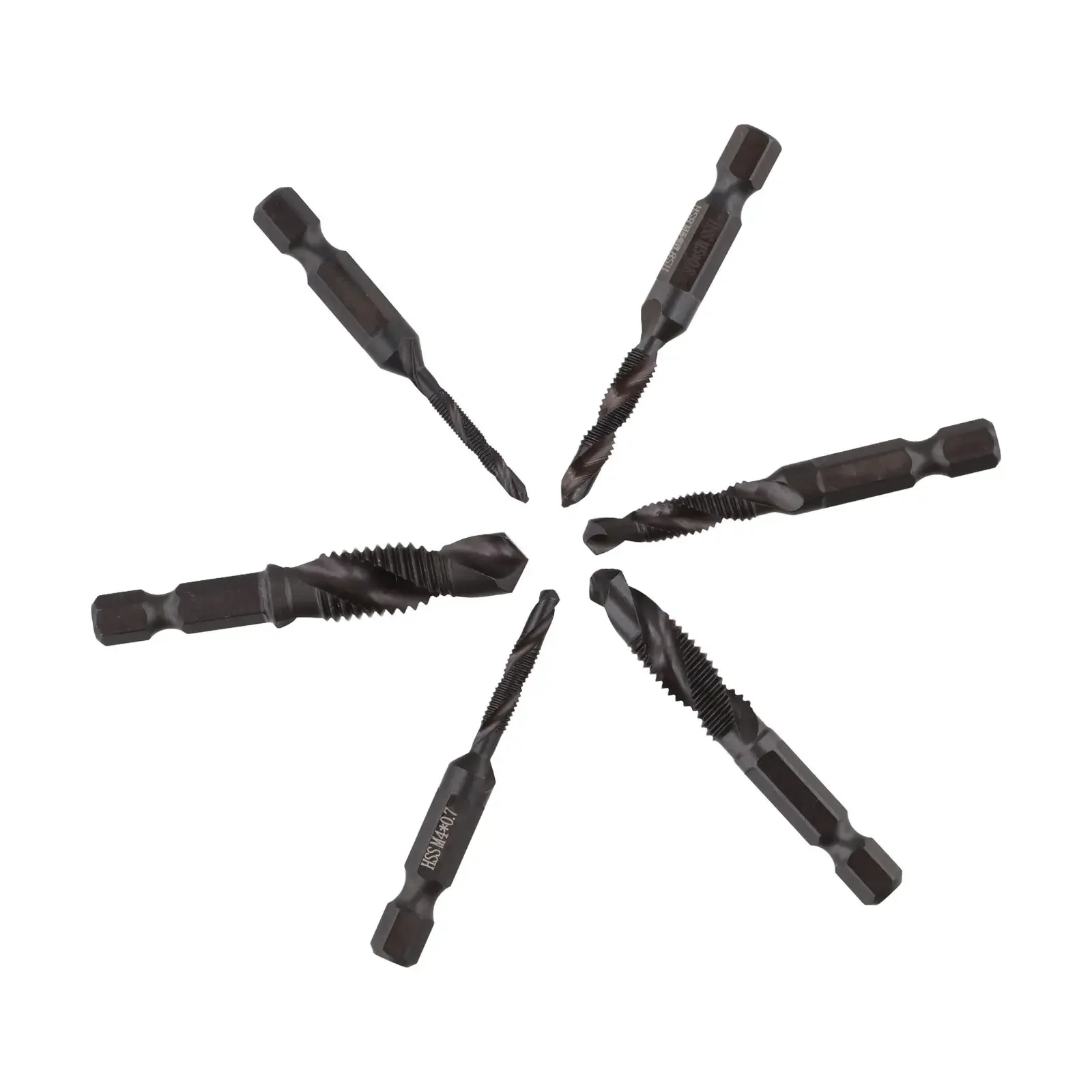 Hand Tap Set Metric Thread 6pcs HSS Titanium Coated 310mm For Thread Cutting Drilling And Deburring On Soft And Metal Materials