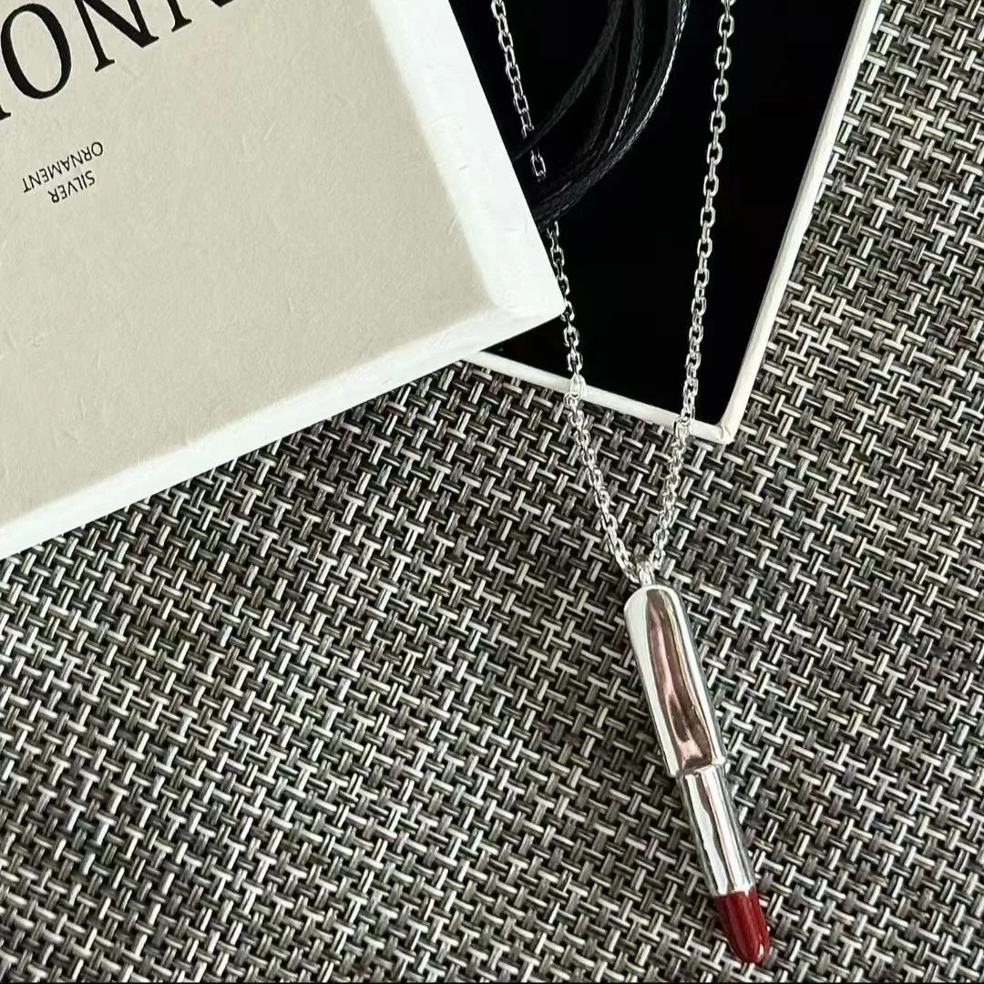 

2026 new fashion trend lipstick necklace, light luxury brand, INS style necklace pendant, gift for party