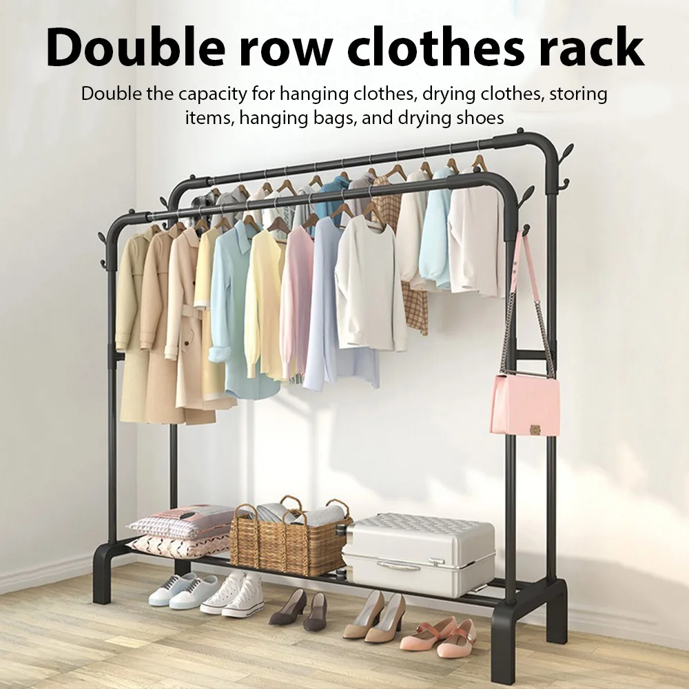 

Напольная вешалка для одежды: современная, простая, многоярусная, с крючками, экономит место, расширяемая и регулируемая по высоте.