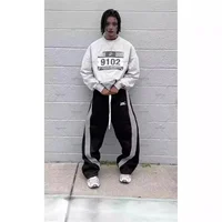 Y2k gris pantalons décontractés Vintage fonctionnel tactique hommes femmes Premium Jogging pantalon à jambes larges cordon Streetwear pantalons de survêtement 3