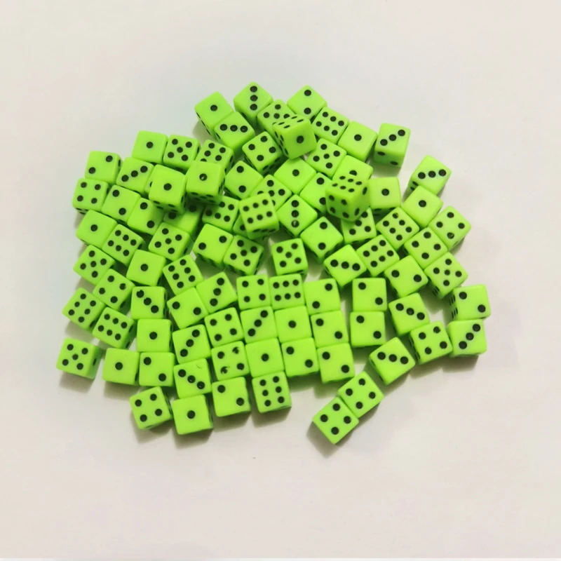 100 buah/lot 8*8*8mm 6 sisi persegi titik dadu Puzzle permainan kubus untuk DIY papan permainan Aksesori