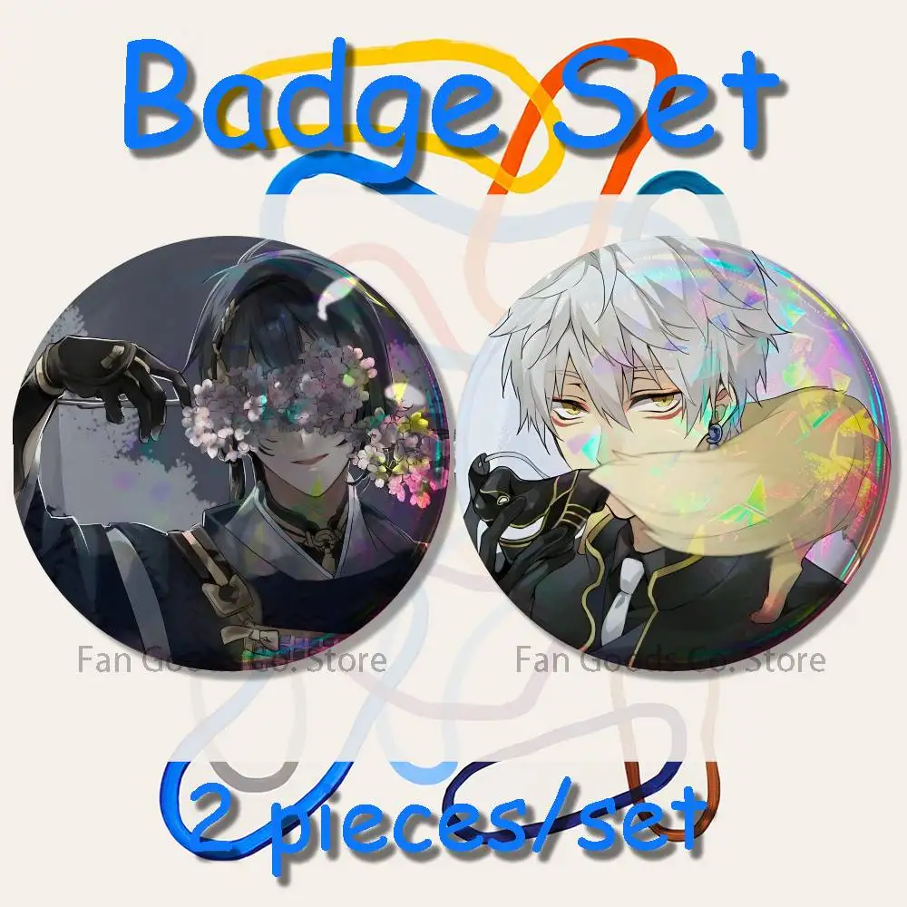

T-Touken Anime R-Ranbu Brooches for Backpack Accessories 25,32,44,58,75mm Round Enamel Pins 2-piece set Cartoon Anime Badge
