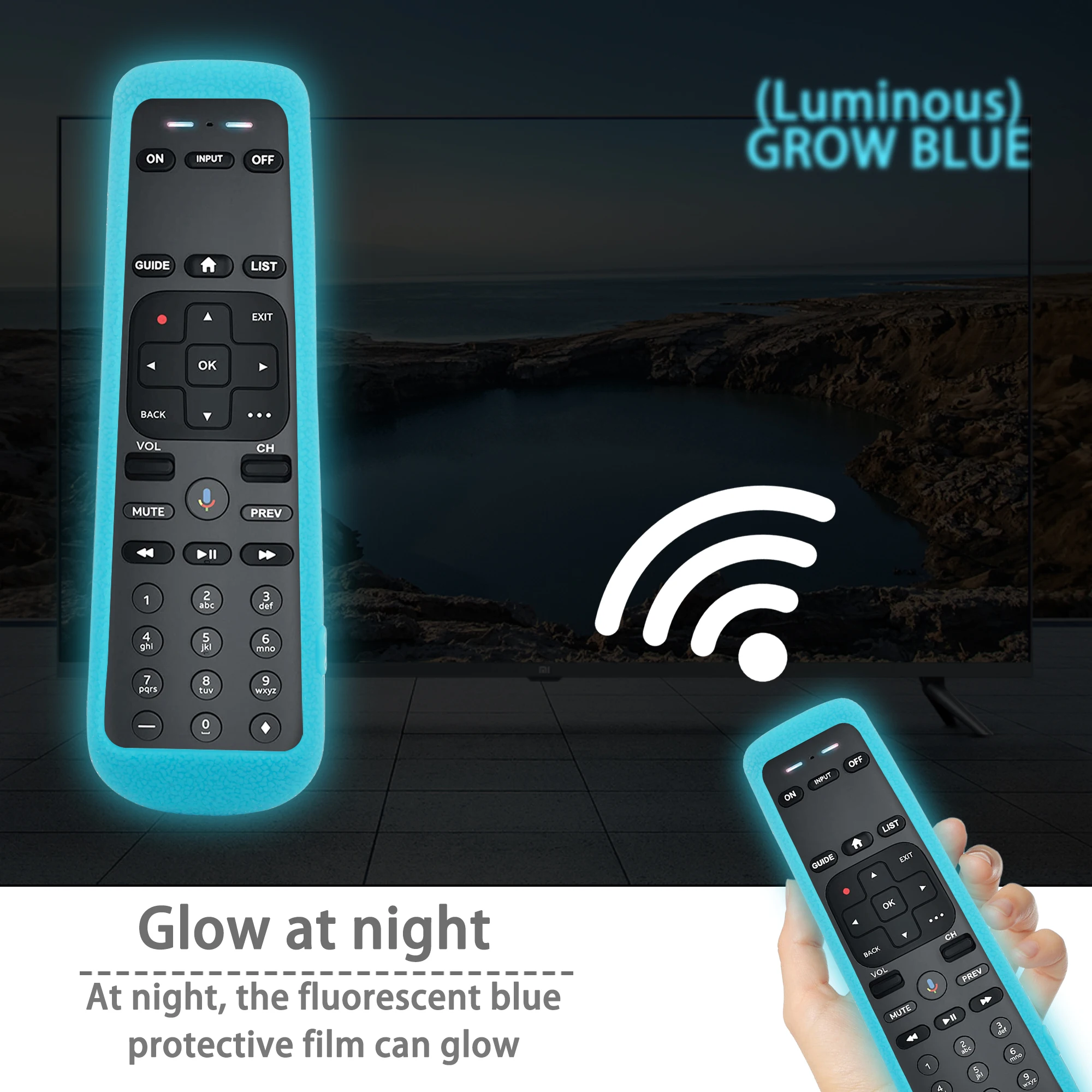 실리콘 보호 케이스, 다이렉트 AT & T TV 리시버 음성 리모컨 적합, 충격 방지 피부 친화적 보호 커버, C71KW