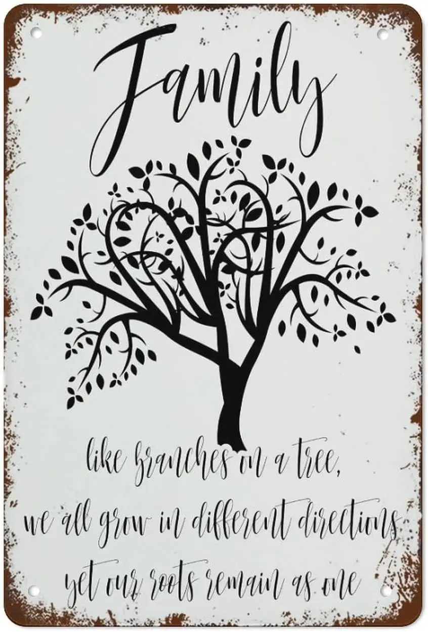 Metal Wall Decor Family Wall Art Sign - Like Branches On A Tree, We All Grow in Different Directions Yet Our Roots Remain As One