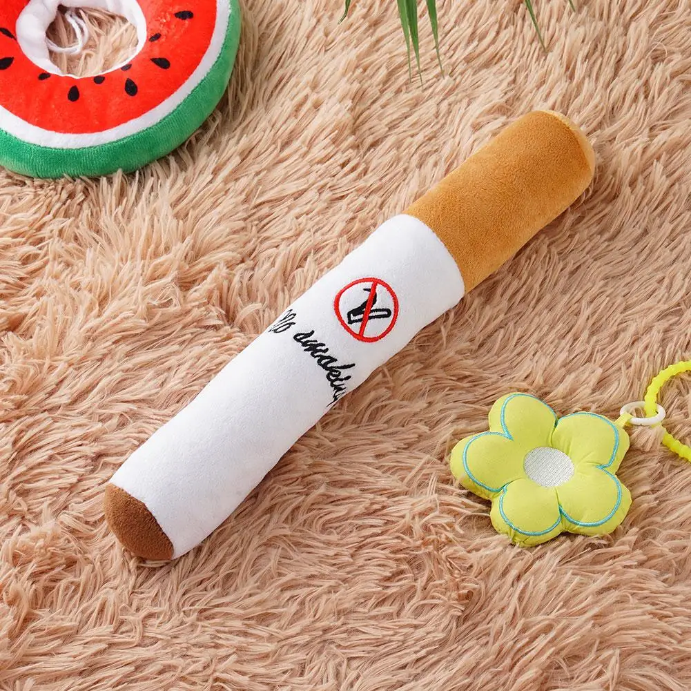 Pet Funny Toys Cigar Big Smoke Plush Sound Squeak Fake Cigarettes Toys Dog Chew Molar Interactive Game Bite Resistant Pet Toy