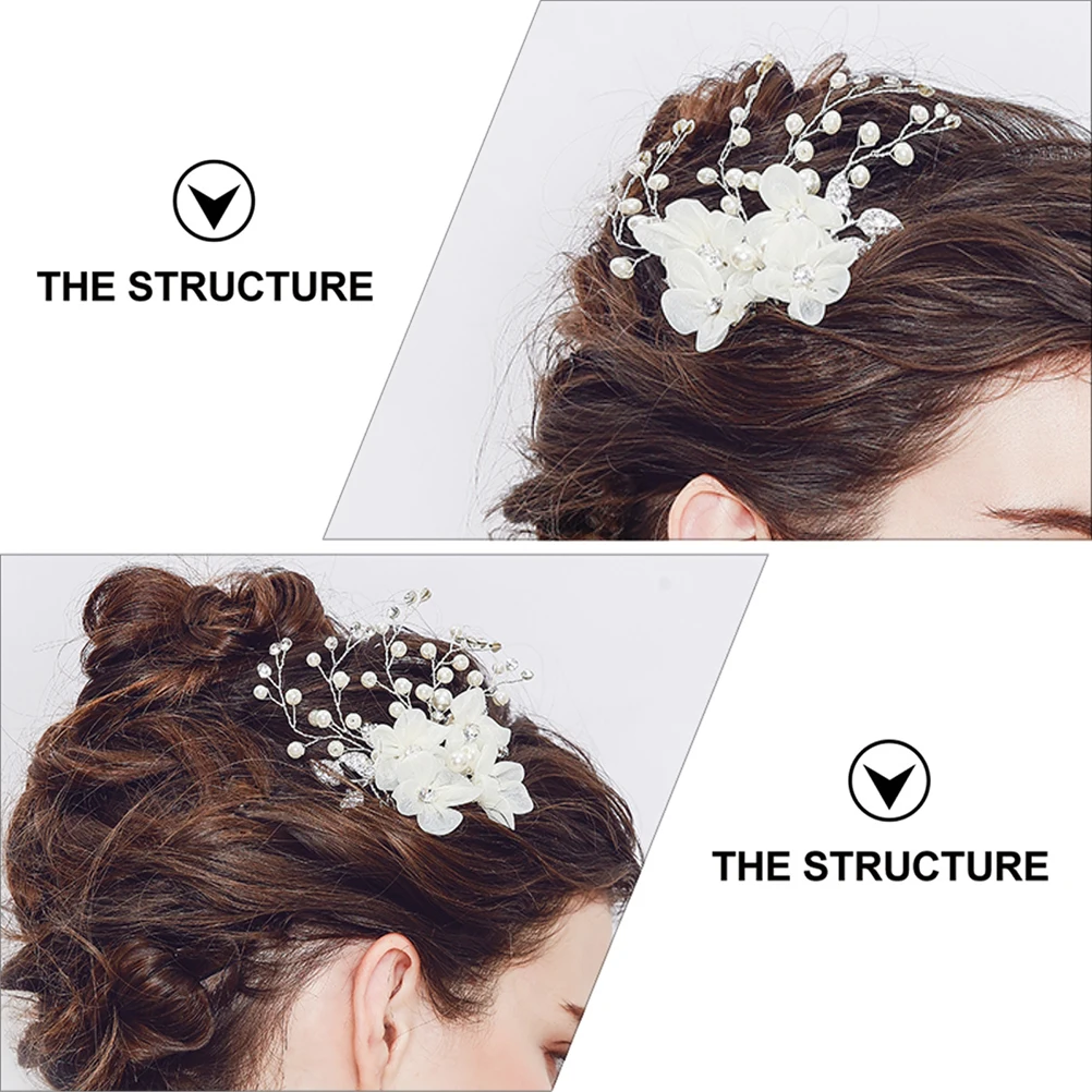 

Pearl Rhinestone Hair Comb Elegant Headdress Crystal Decoration Special Occasion Bridal Prop Alloy Tool Beautiful Accessory Hand