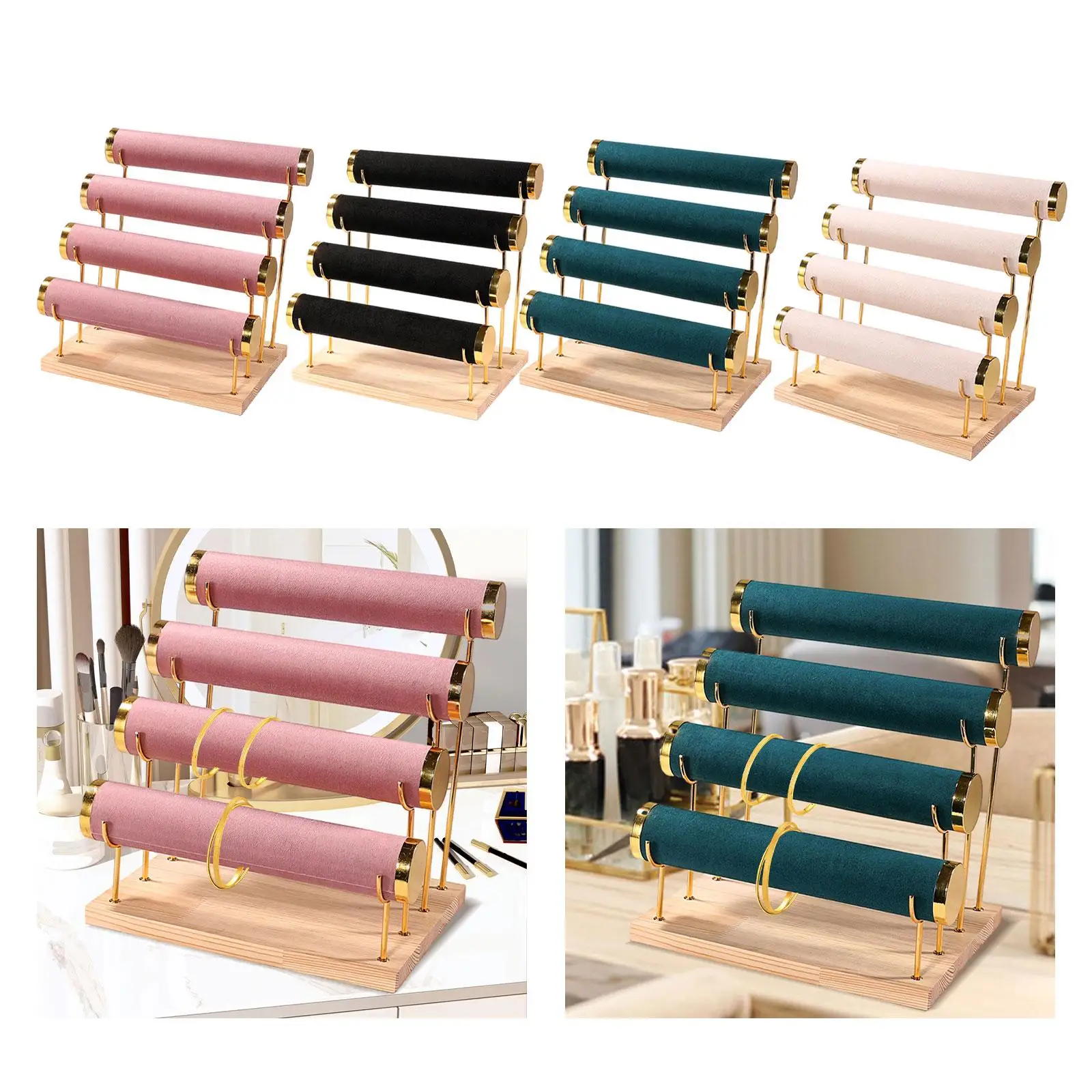 

4-х ярусный держатель для браслета, съемный бархатный браслет для хранения часов, дисплеи для настольного шкафа, домашнего использования, продажа туалетного столика