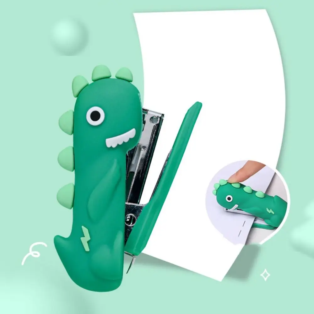 Cartoon Mini Dinosaur Stapler Silicone Handheld Portable Stapler Decorative Paper Stapling Tool For Desk Stationery