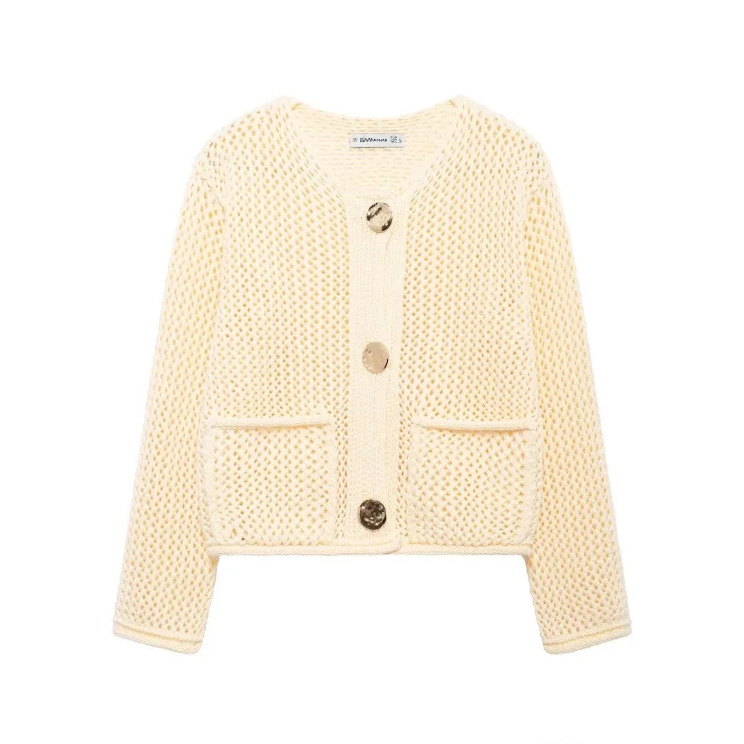2025 Women's Fall New Arrival Fashionable Casual Long Oversized Knit Cardigan Versatile Minimalist Design Polyester