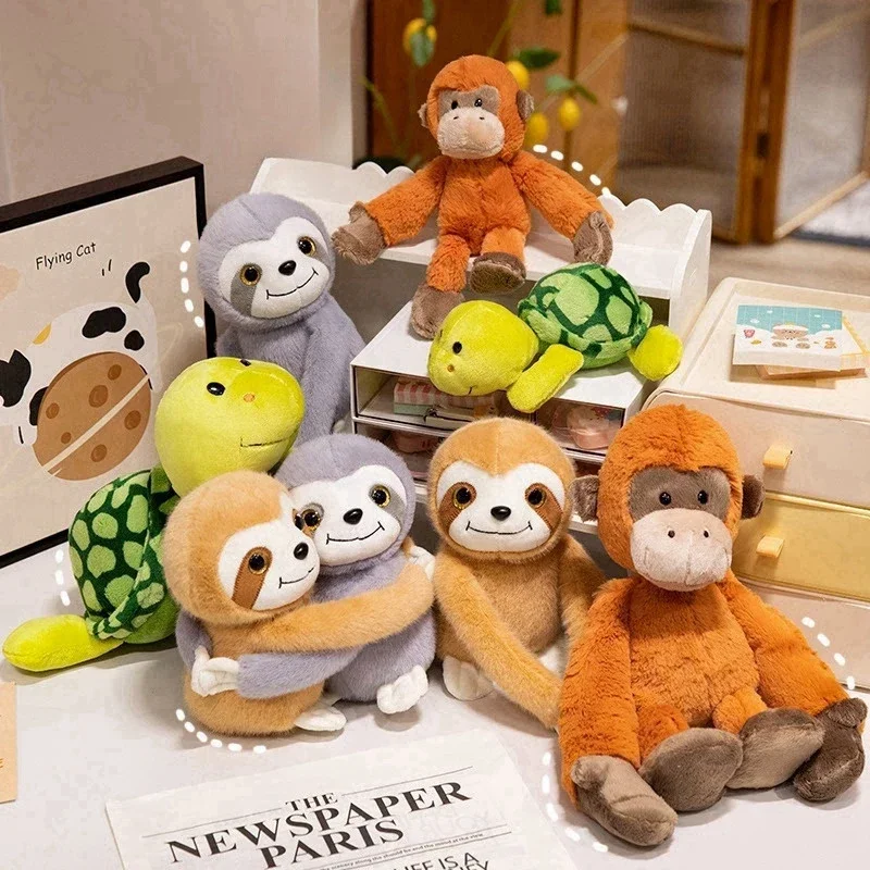 Cute Cartoon Animal Plush Toys Furry Hugging Sloth Sheep Tortoise Monkey Children's Toys Stuffed Plushie Doll Birthday Gift