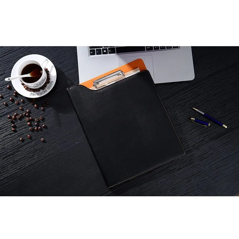 With Cover A4 File Folder Clipboard Metal Board Clip With Pen Holder PU Leather Writing Clip High Capacity Non-slip