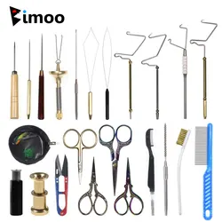 Bimoo Fly Tying Tool Whip Finisher Bobbin Threader Scissors Dubbing Brush Dubbing Twister Hair Stacker Bodkin Needle Comb