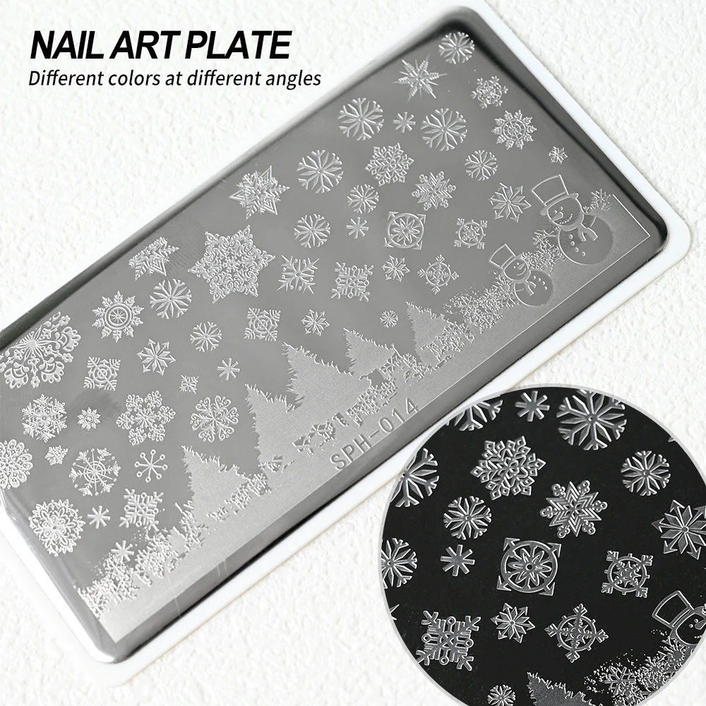 1pcs Christmas Tree Snowman Nail Art Stamping Plates Mixed Snowflakes Cartoon Nail Printing Stencil Manicure Templates Tools TL-