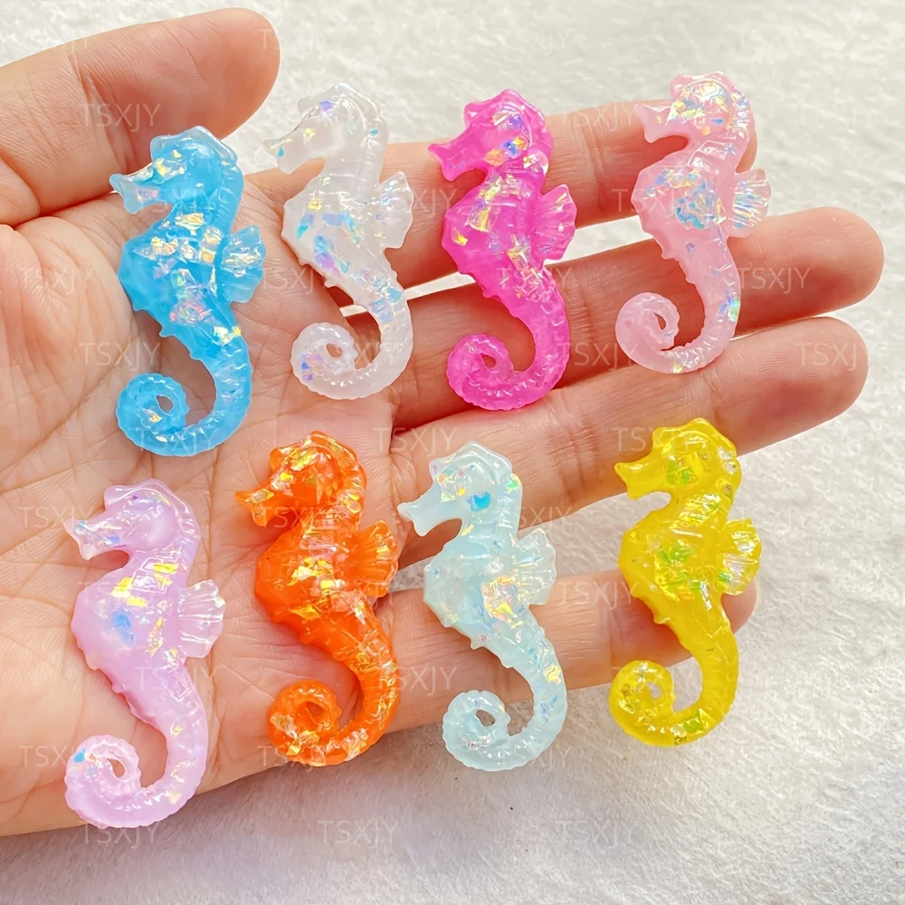 8pcs Seahorse Resin Charms - Multicolor Seahorses Suitable Refrigerator Magnet Kitchen Decoration Wedding Decorations