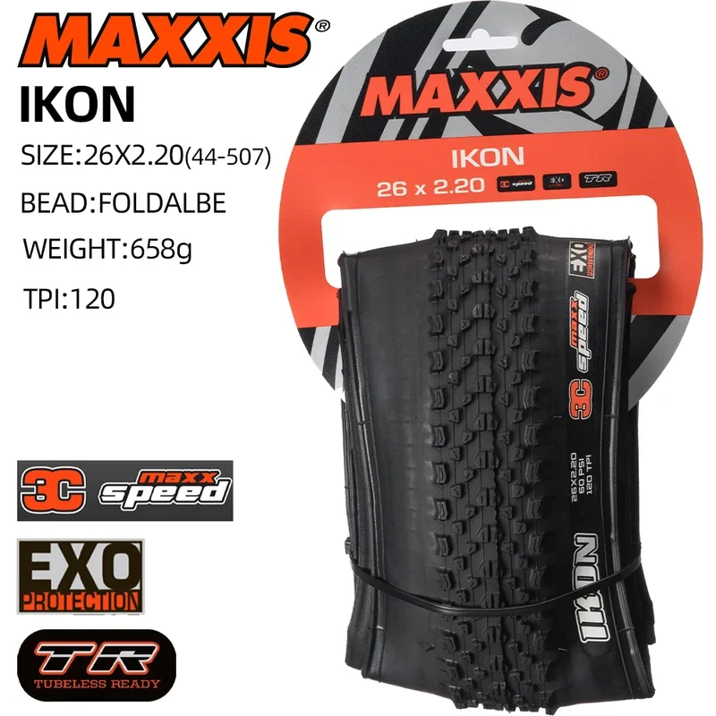 MAXXIS IKON 26X2.20 57-559 TUBELESS MOUNTAIN BICYCLE TIRE OF MTB BIKE TYRE ETB72390100 26 INCHES