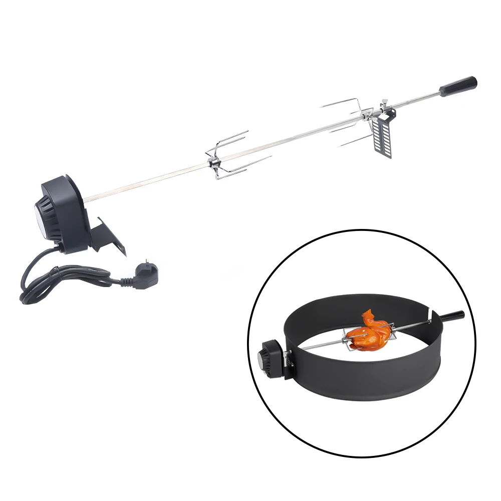 New Electric BBQ Grill Spit Roaster with 120cm Long Rod, Outdoor Barbecue Grilling Rotisserie Kit