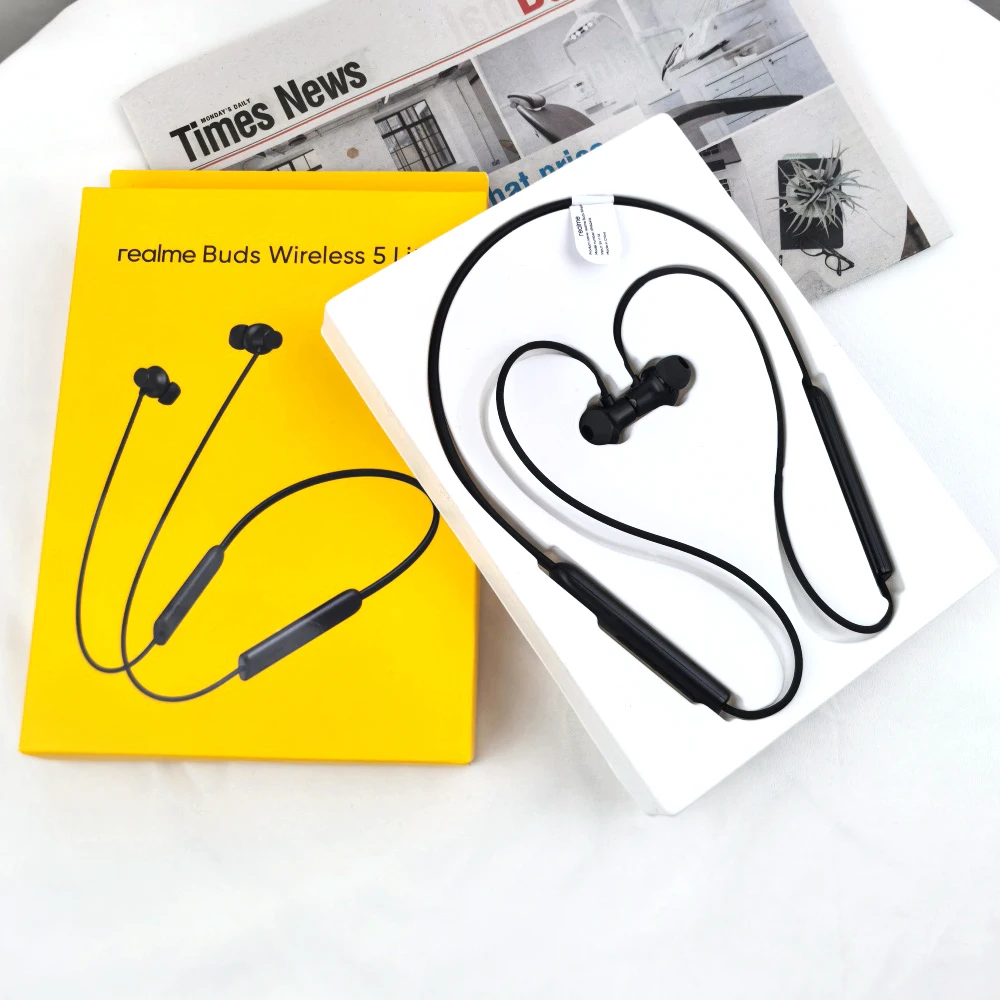 Realme Buds Wireless 5 Lite Earphone Bluetooth 5.4 Chip HIFI Sound Quality Waterproof Sports Headset Magnetic Neckband Earbuds