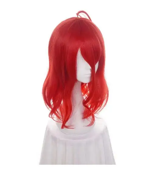 Peruca De Cabelo Encaracolado Sintético, Fibra De Resistência Ao Calor, Cosplay, Completo, Vermelho, 45cm