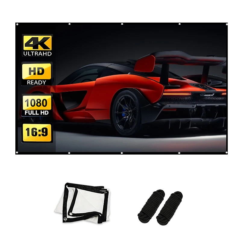 شاشة عرض عالية الكثافة مقاس 150 بوصة. حجم كبير مناسب للإسقاط الخارجي. هناك حبل موفر. #1