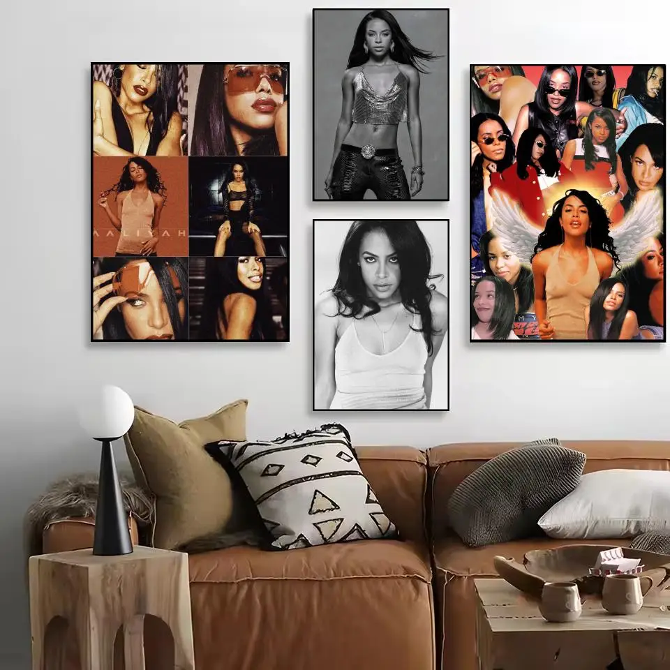 Singer A-Aaliyah Poster HD Self-Adhesive Wall Stickers Mural Painting｜Decals for Bedroom & Living Room｜Home Decor Gift