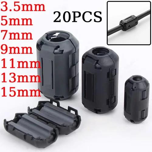 Imagen 1 del producto Anillo de Cable de núcleo de ferrita, cuenta de estrangulación de 3,5/5/7/9/13/15mm, filtro supresor de ruido RFI EMI para antena USB, Cable de Audio compatible con HDMI