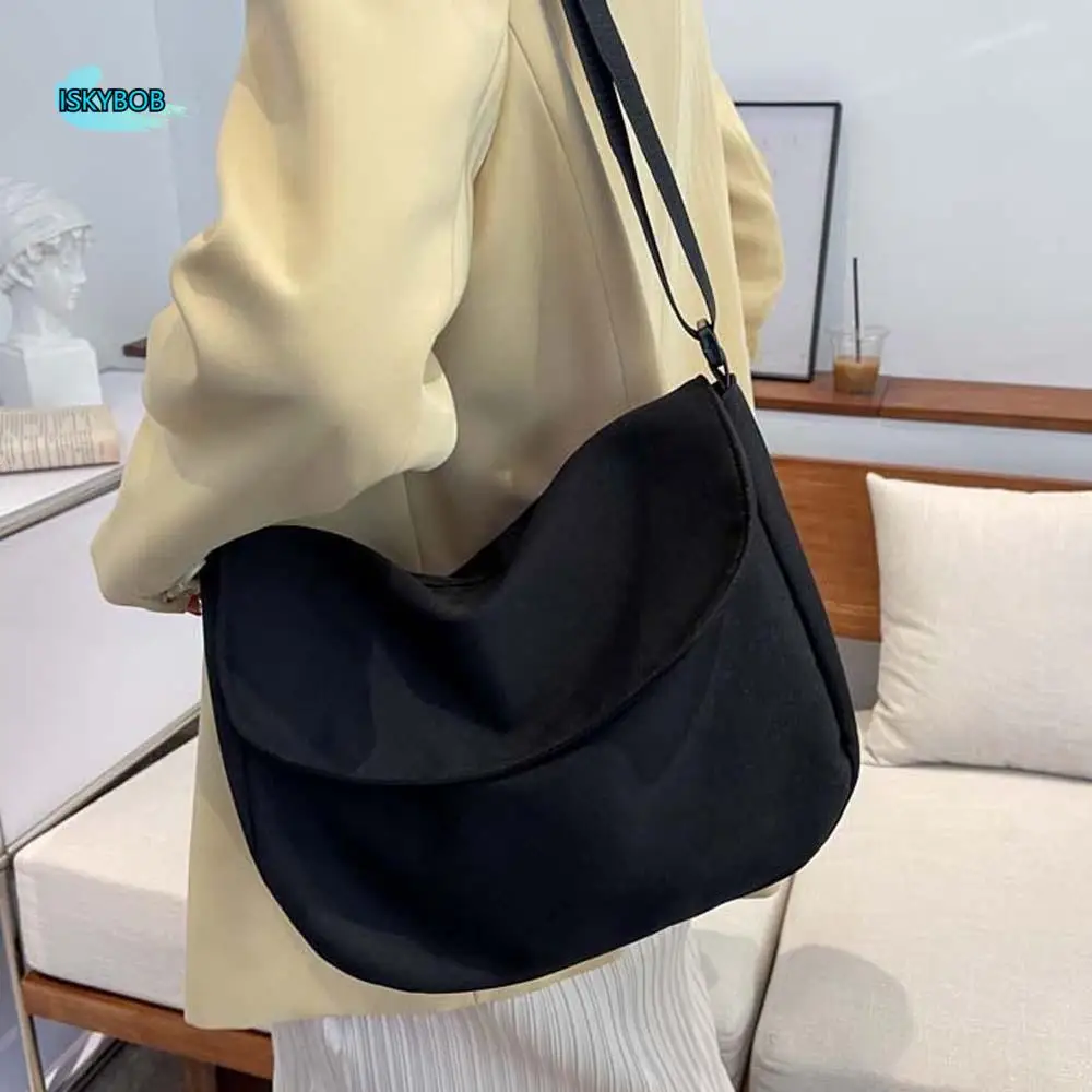 

Adjustable Strap Nylon Square Bag Soft Solid Color Large Capacity Shoulder Bag Japanese Style Portable Women Messenger Pouch