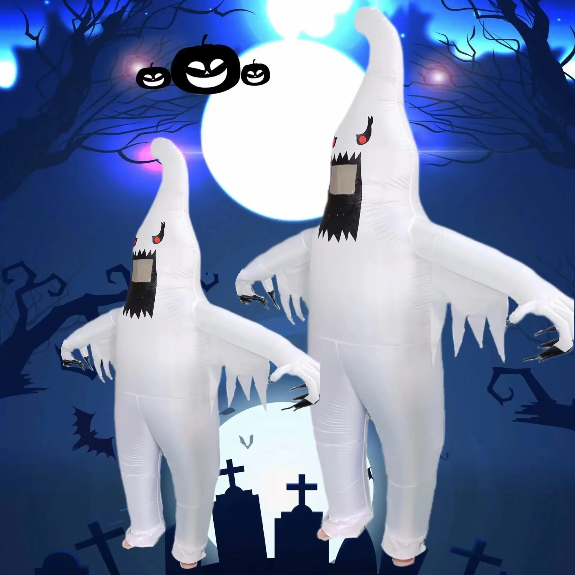 

Halloween Inflatable Toy White Ghost Ghost Outdoor Inflatable Clothing Courtyard Walk Performance Dress Up Inflatable Clothing