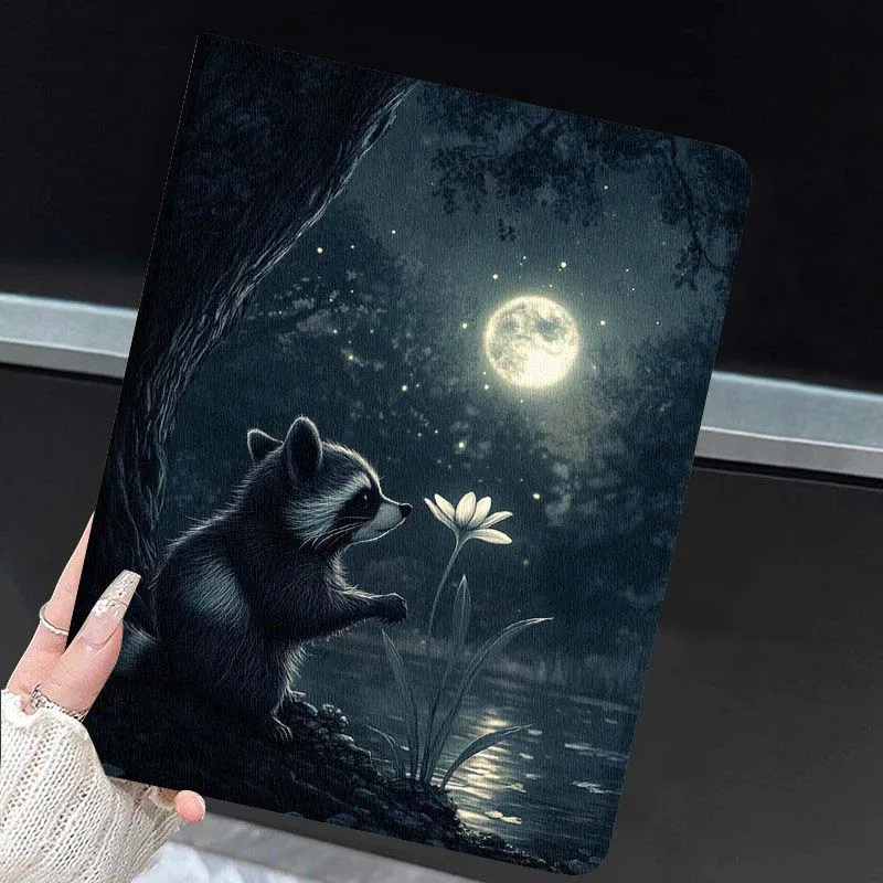 Cute Raccoon Flower Design For Huawei MediaPad MatePad Honor Pro V6 9 V8 X9 X 10 13.3 11 Inch Pen Tray Tablet Case Popular