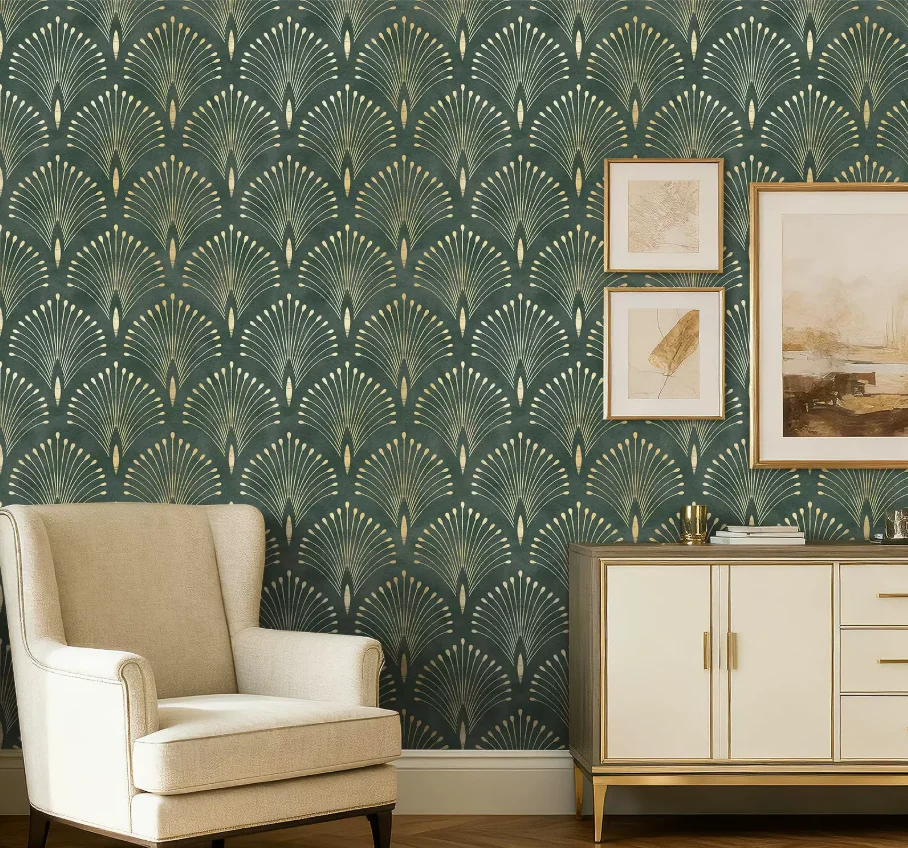 Customized wall covering American geometric fan-shaped dining room background wallpaper homestay hotel sofa bedroom mural