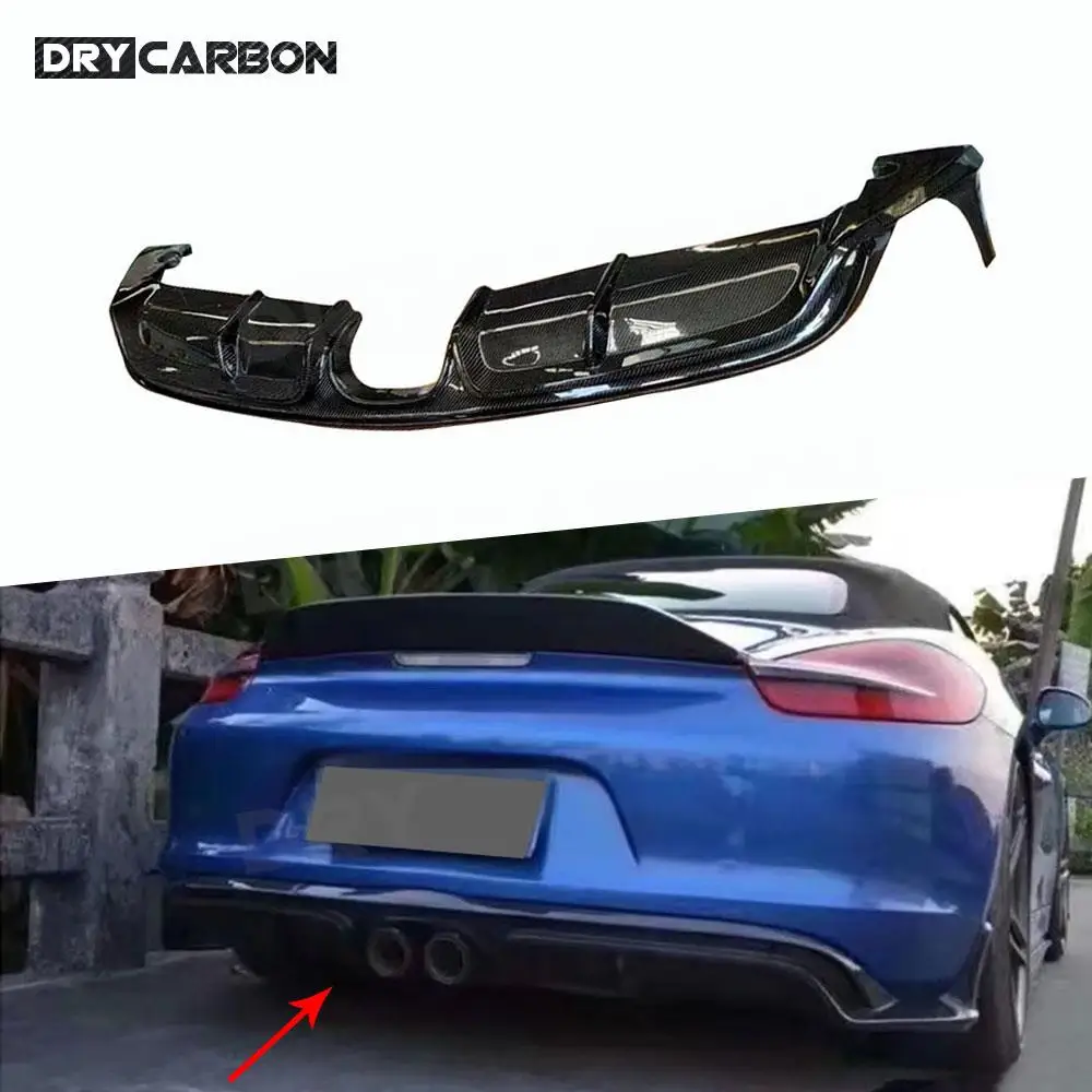 Carbon Fiber Rear Lip Diffuser for Porsche 981 Cayman Boxster 2013 2014 2015 Rear Bumper Lip Diffuser Splitters Spoiler