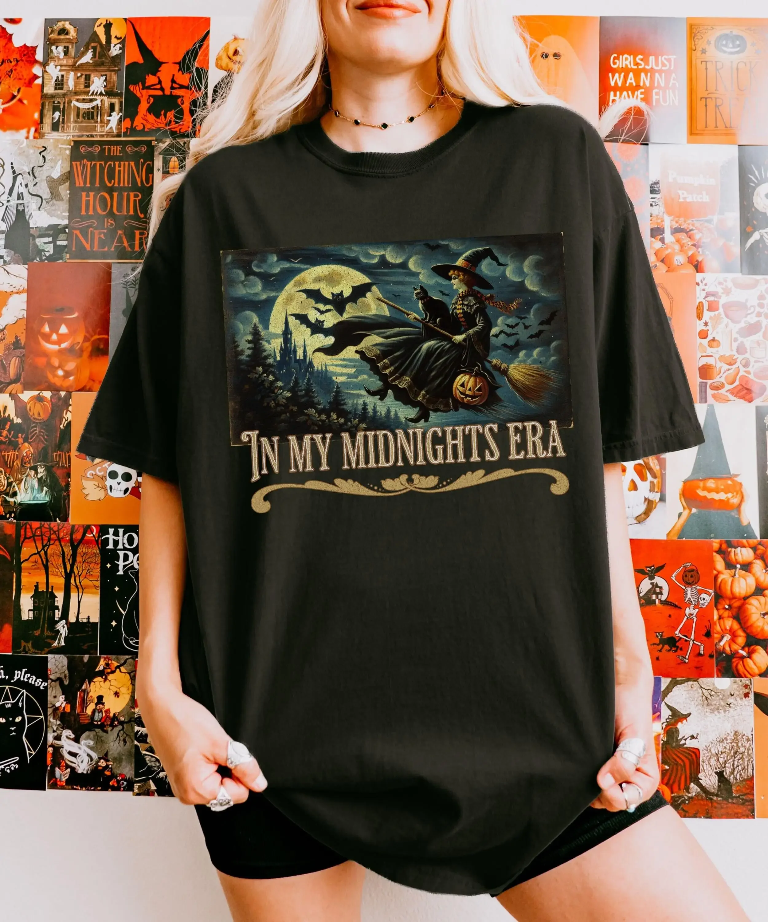 

Halloween In My Midnight Era Vintage Retro T Shirt Witch fall clothing for your Spooky Season