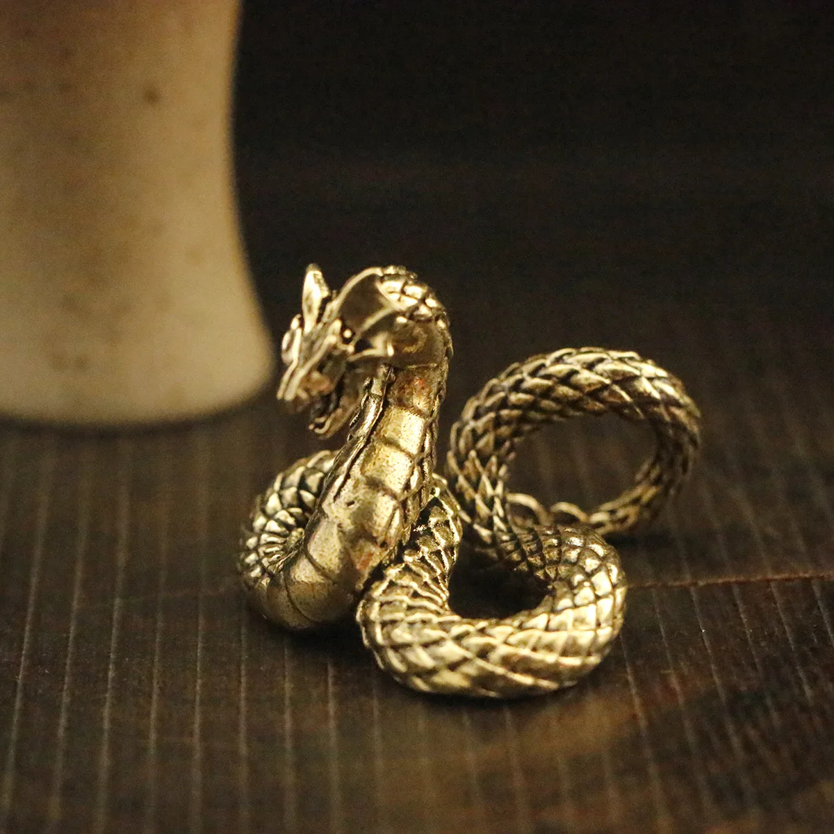 1/2Pcs Brass Original Design Flood Snake Ornament Zodiac Snake Black Flood Snake Desktop Decoration