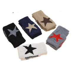 1Pair Winter Warm Women Boys & Girl's Students Gloves,Fashion  Knitted 5 Star Fingerless Half Finger Children Gloves