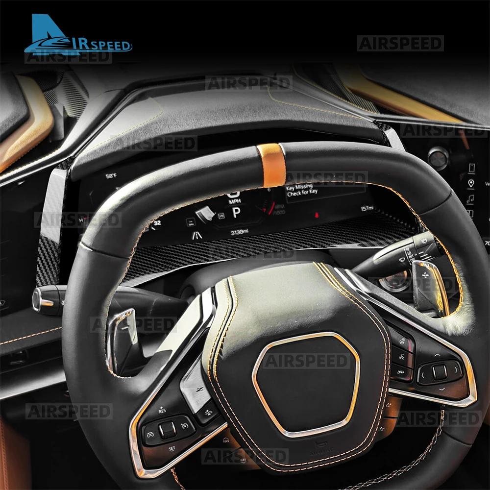 Real Dry Hard Carbon Fiber Sticker For Chevrolet Corvette C8 2026 2027 Speedometer Gauge Frame Trim LHD Car Accessories