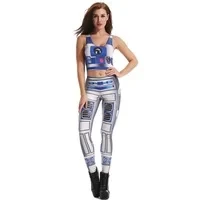 NADANBAO Cosplay Two Pieces Sets Robot Leggings Women Fitness Crop Top Slim Workout Outfits