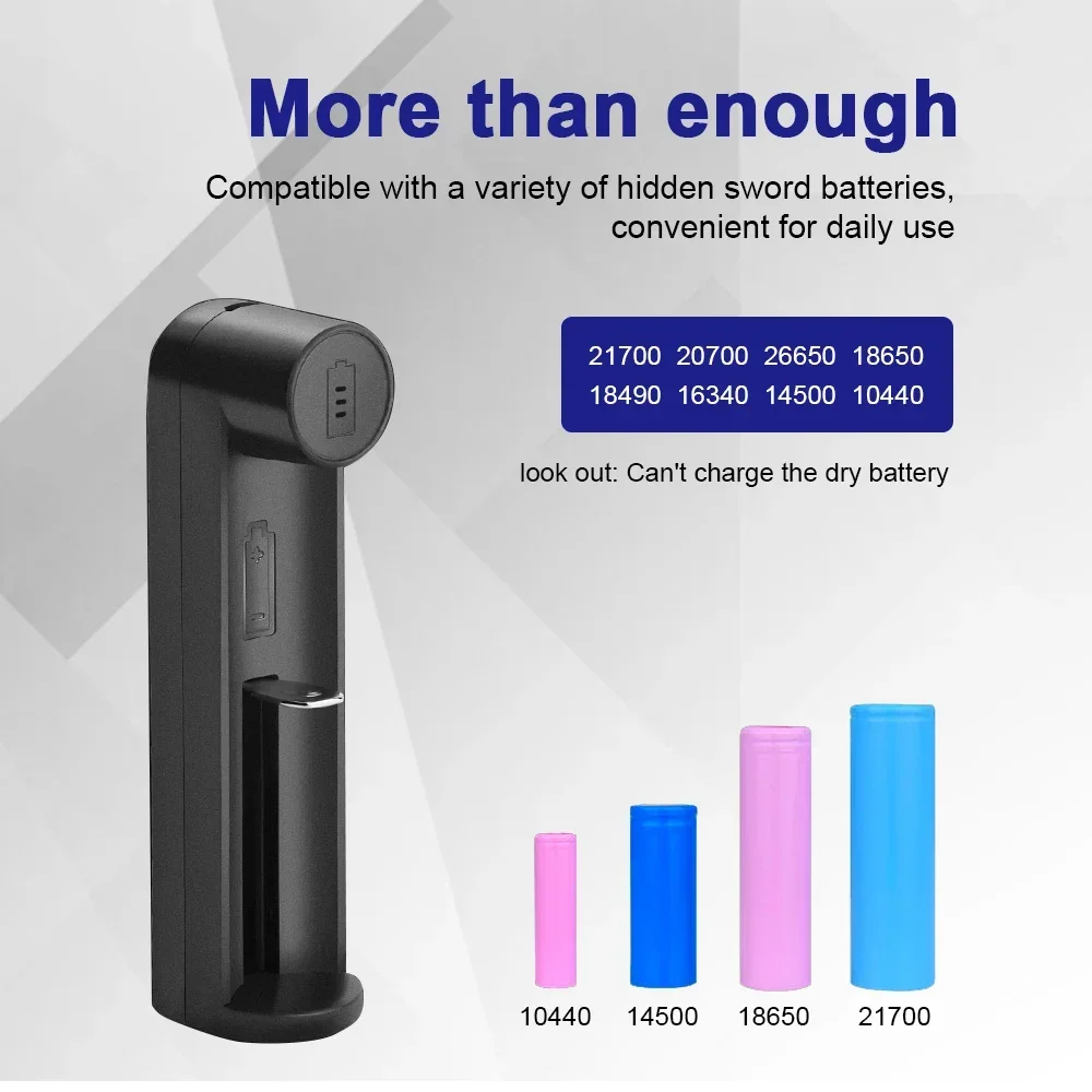 Deligreen 18650 Battery Charger Glare Flashlight Smart for 21700 26650 16340 14500 13440 Lithium LFP Li-ion Batteries USB Plug