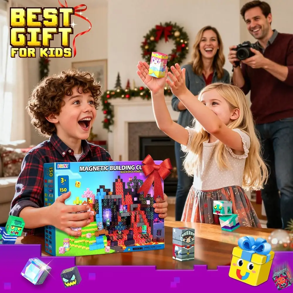 磁気ビルディングブロック - マインマグネットワールドセット（3歳～12歳向け）、幼児向けSTEM玩具、男の子と女の子への誕生日プレゼント