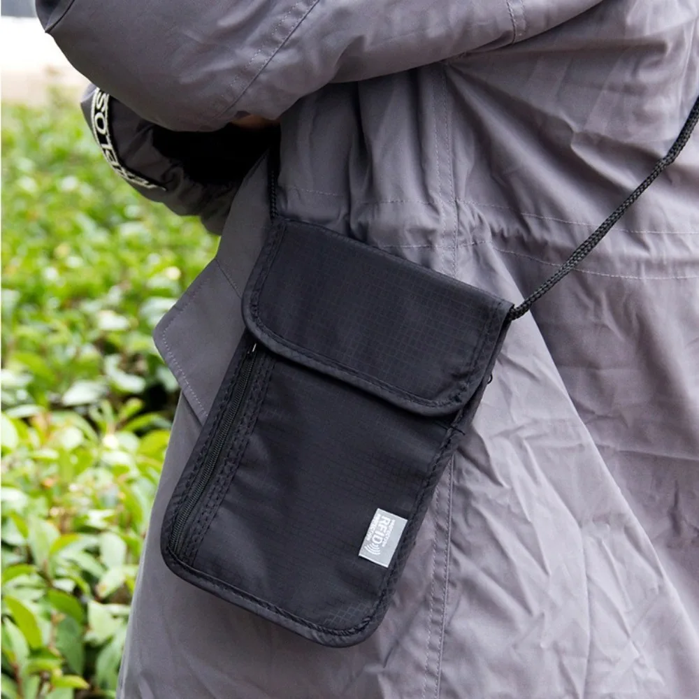 Anti-Theft RFID Passport Bag Rfid-Blocking Neck Hanging Neck Wallet Storage Organizer Multi-Pockets Document Credit Case