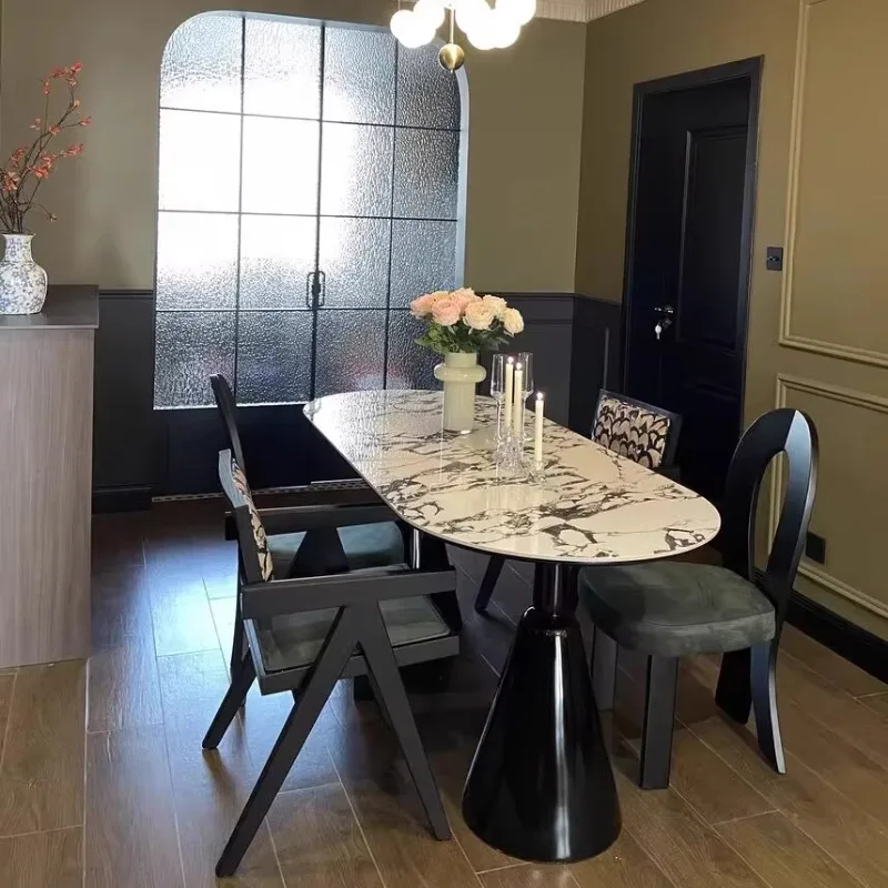 

Small Space Deco Dining Tables Oval Decoration Black White Dining Tables Salon Luxury Nordic Tavolo Da Pranzo Home Furniture