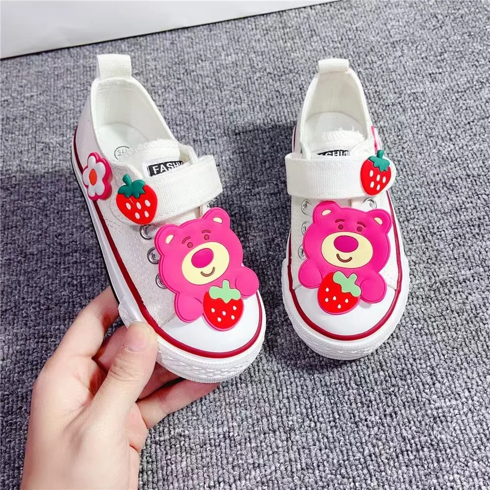 Strawberry Bear Huggin Losto real photo new drop shipping Girls' Small Fashion Children's Cartoon kids child skate causel shoes