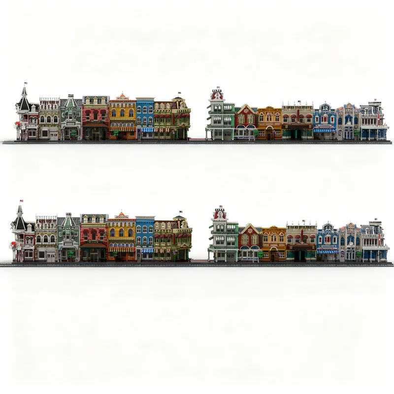 1955pcs MOC Disnay Magic Kingdom Main Street Cinema Model Building Blocks Christmas Gifts Toy Creative Brick Assemble Collection