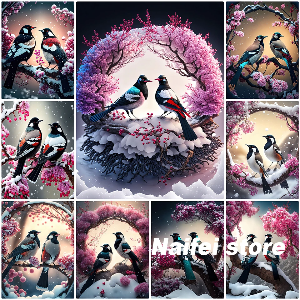 Snow Landscape Magpie Birds 5D Diamond Painting Fantasy Full Diamond Mosaic Art DIY Embroidery Home Decor New Collection 2023