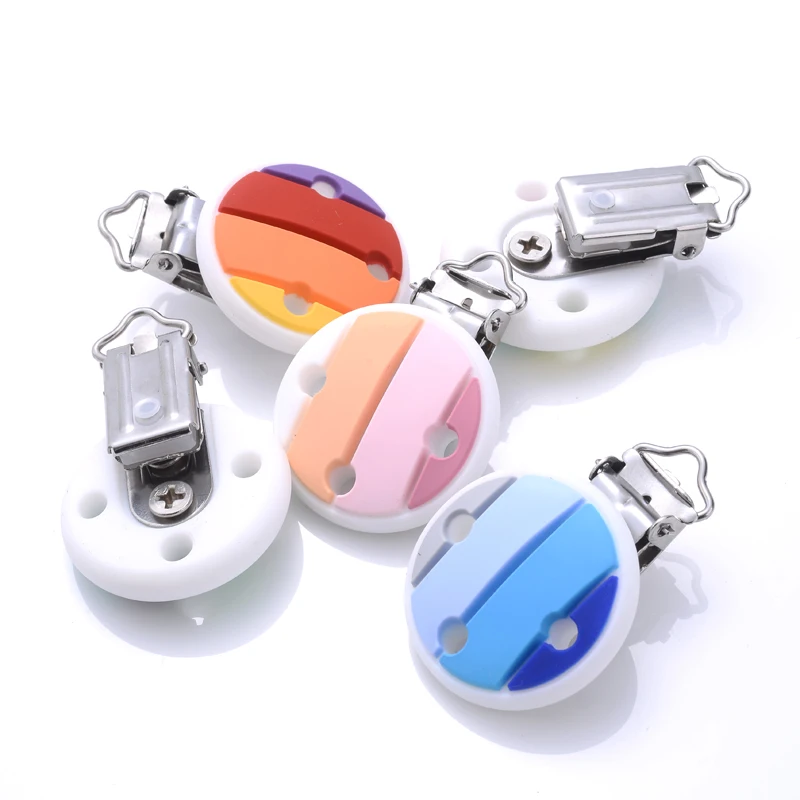 3Pcs 35x51mm Round Silicone Baby Pacifier Clip Cartoon Dummy Clip For Baby Nipple Chain Making DIY Pacifier Chain BPA-Free