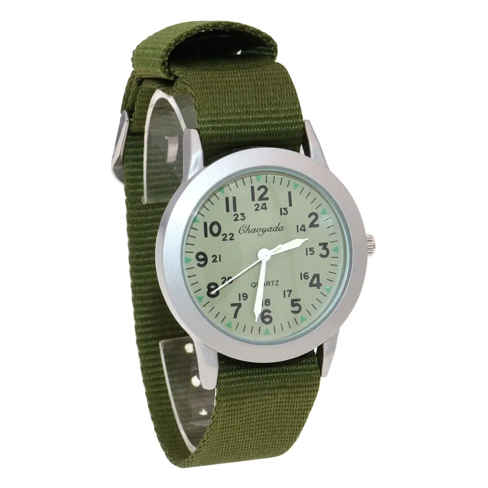 10Pcs Kids Military Watch Luminous Quartz Movement Waterproof Canvas Band Wristwatch Active Lifestyle Student Timepiece