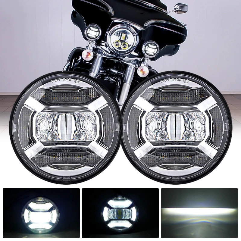 

1 Pair 4.5“ 4 1/2 inch LED Fog Passing Auxiliary Light 30W Waterproof Round 4.5Inch LED Fog Light for Classic FLHR Road King