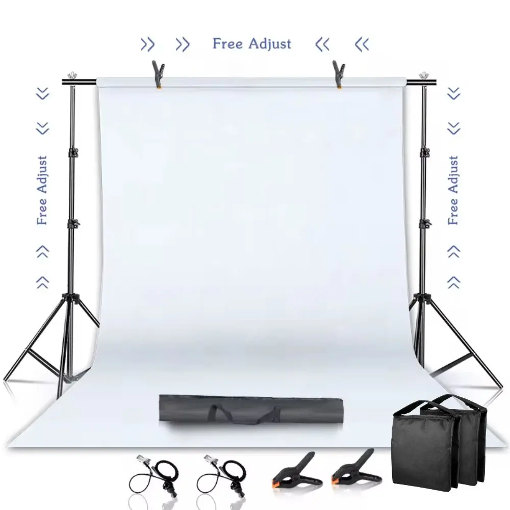 SHAdjustable Stand Background Stand Kit With Support System Backdrops Three Background Cloth For Photo Studio Green Screen Frame