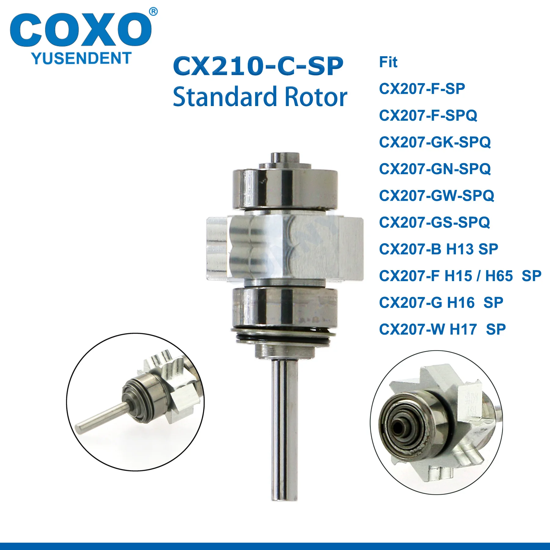 COXO CX207-G Tandheelkundige Turbine Fiber Optic Hoge Snelheid Handstuk FG Bur Handstuk Standrad/Koppelkop LED Koppeling 6 Pin Fit KAVO