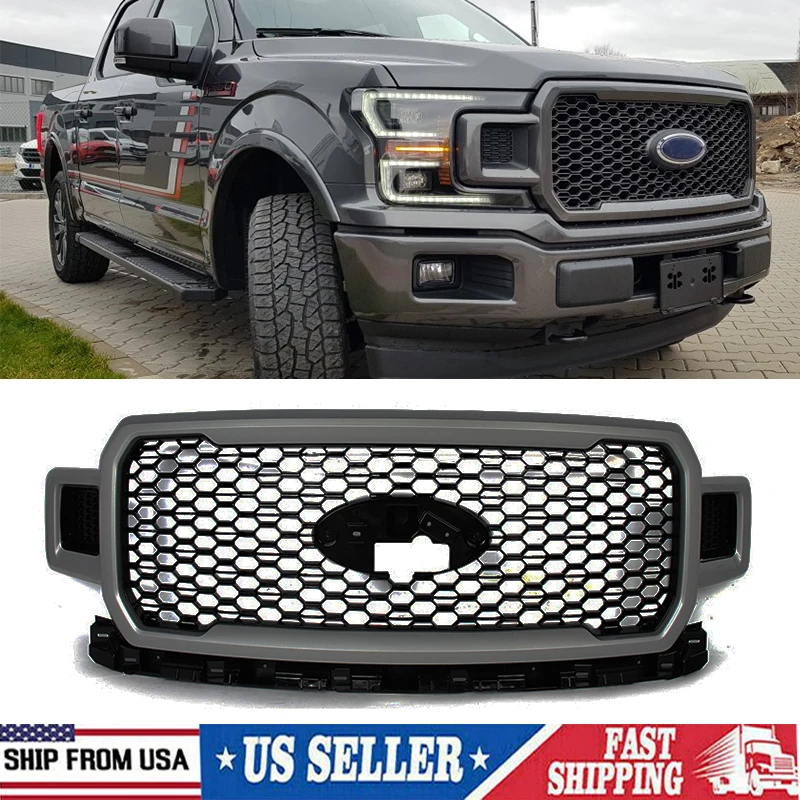 For 2018-2020 Ford F-150 F150 Honeycomb Front Grille Car Front Bumper Grille Modified Grille For Ford Grill Magnetic Metallic