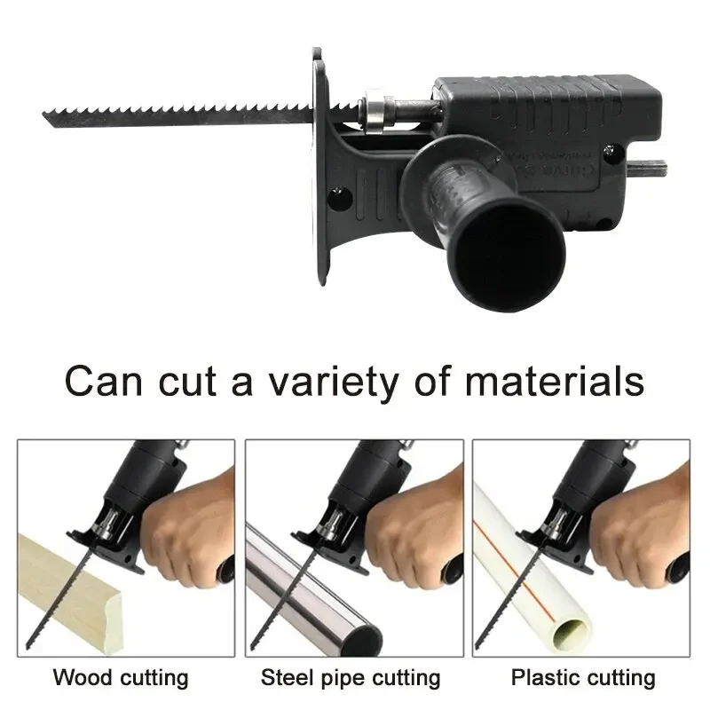 Portable Reciprocating Electric Saw Adapter Cordless Electric Drill Modified Tool Attachment with Saw Blades for Wood Metal Cut